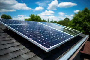 Placas de energia solar no telhado de casa